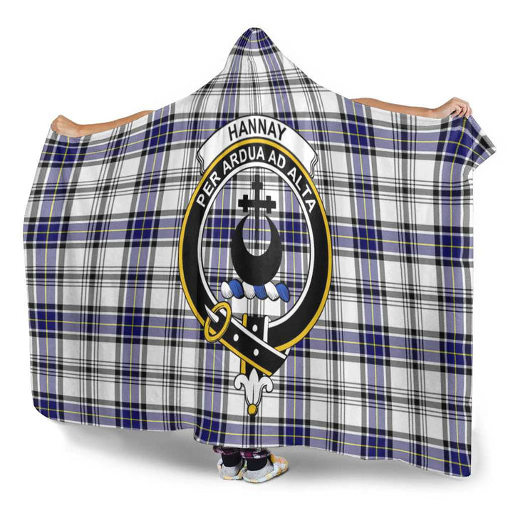 Scottish Hannay Clan Crest Tartan Hooded Blanket Tartan Plaid 3