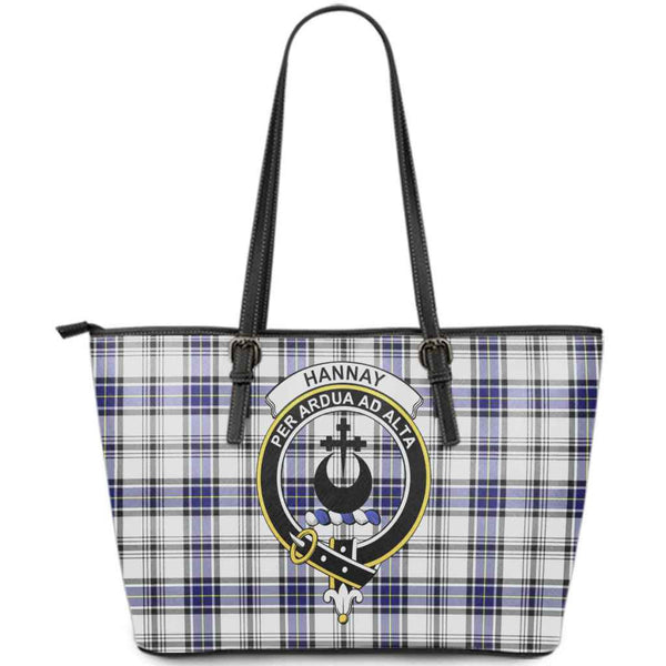 Scottish Hannay Clan Crest Tartan Leather Tote Tartan Plaid
