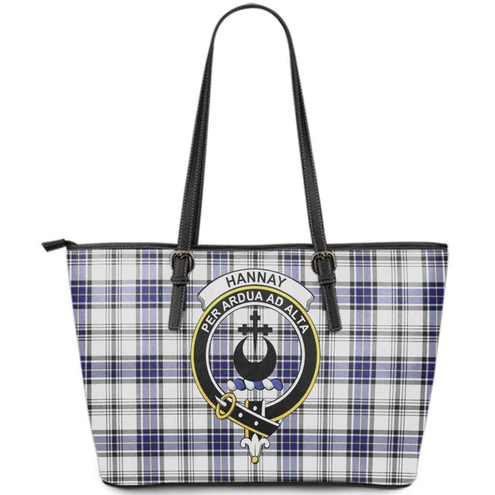 Scottish Hannay Clan Crest Tartan Leather Tote Tartan Plaid