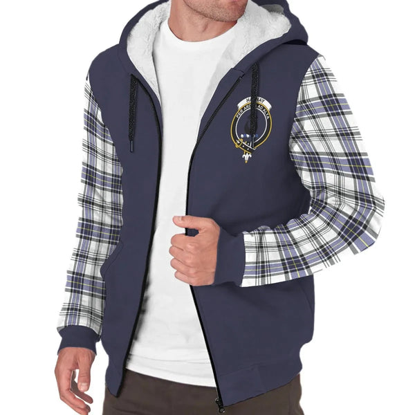 Scottish Hannay Clan Crest Tartan Plaid Sleeve Sherpa Hoodie