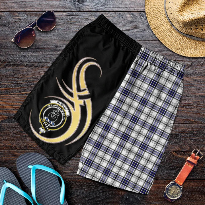 Scottish Hannay Modern Clan Crest Tartan Believe in Me Men's Shorts