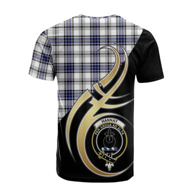 Scottish Hannay Modern Clan Crest Tartan T-Shirt Believe in Me Back Side Tartan Plaid