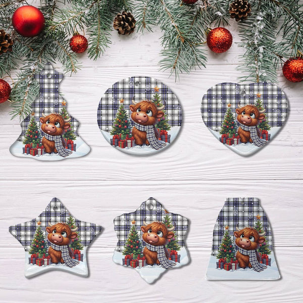 Scottish Hannay Modern Clan Tartan Ceramic Ornament Cute Highland Cow Christmas All Style Tartan Plaid