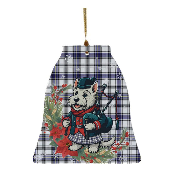 Scottish Hannay Modern Clan Tartan Ceramic Ornament Cute Scottish Terrier Dog Bell Style Tartan Plaid