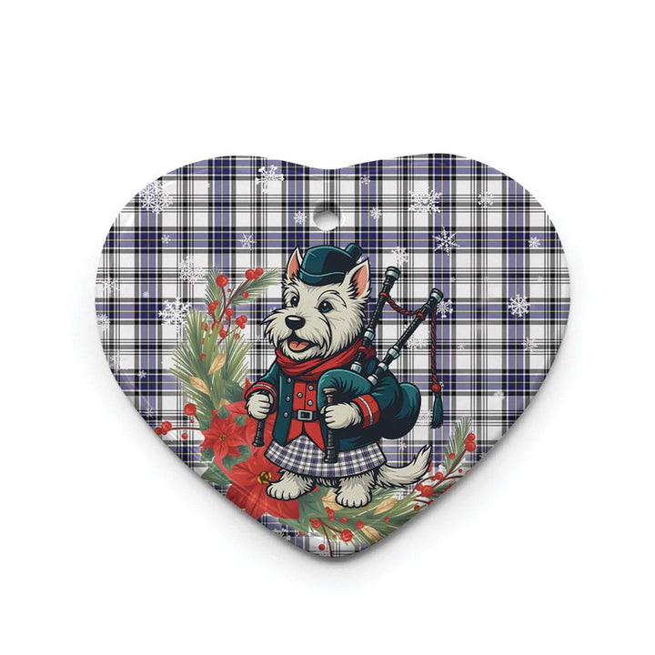 Scottish Hannay Modern Clan Tartan Ceramic Ornament Cute Scottish Terrier Dog Heart Style Tartan Plaid