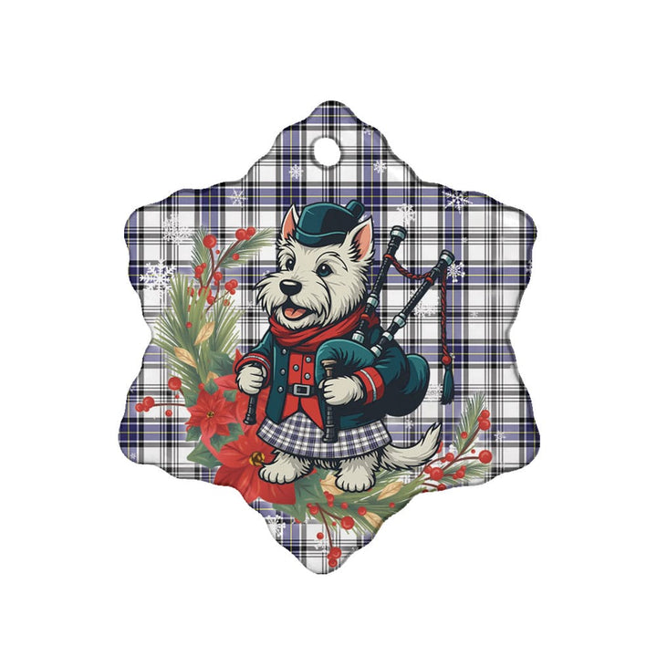 Scottish Hannay Modern Clan Tartan Ceramic Ornament Cute Scottish Terrier Dog Snow Flake Style Tartan Plaid