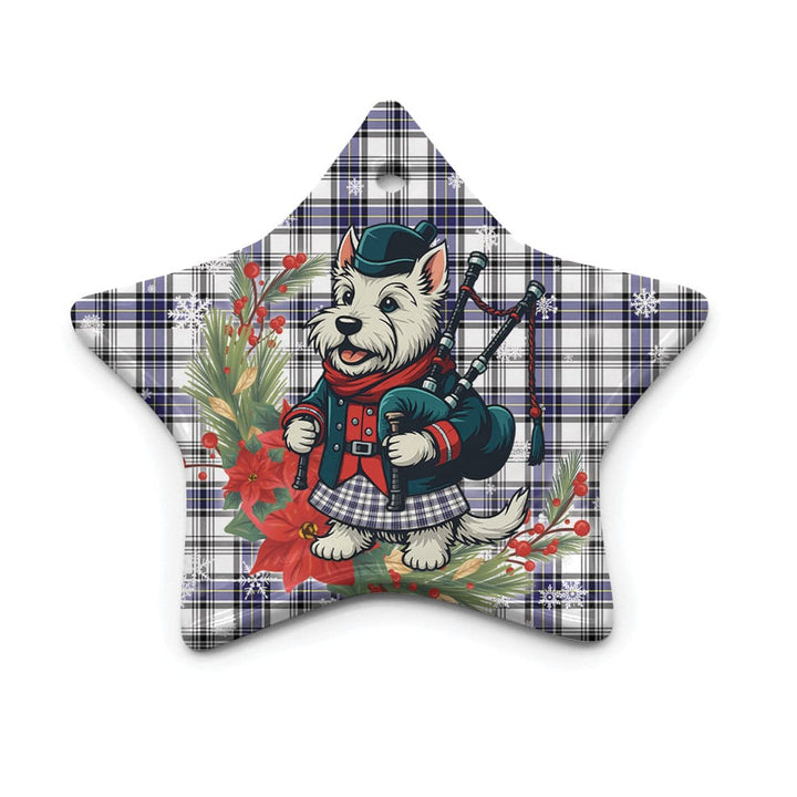 Scottish Hannay Modern Clan Tartan Ceramic Ornament Cute Scottish Terrier Dog Star Style Tartan Plaid