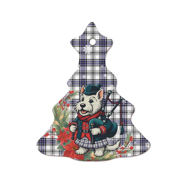Scottish Hannay Modern Clan Tartan Ceramic Ornament Cute Scottish Terrier Dog Tree Style Tartan Plaid