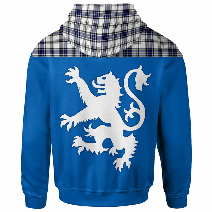 Scottish Hannay Modern Clan Tartan Hoodie - Lion Rampant of Scotland With Flag back Side Tartan Plaid