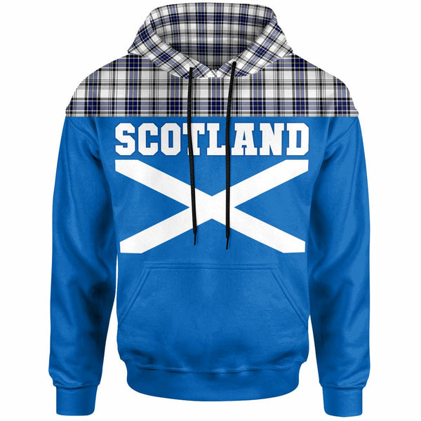 Scottish Hannay Modern Clan Tartan Hoodie - Lion Rampant of Scotland With Flag Front Side Tartan Plaid