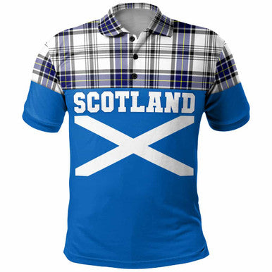 Scottish Hannay Modern Clan Tartan Polo Shirt - Lion Rampant of Scotland With Flag Front Side Tartan Plaid