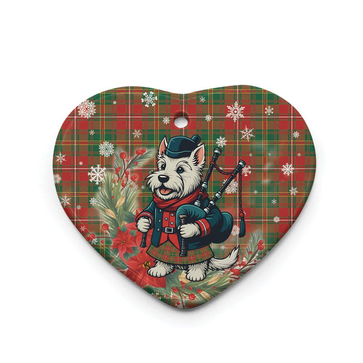 Scottish Hay Ancient Clan Tartan Ceramic Ornament Cute Scottish Terrier Dog Heart Style Tartan Plaid