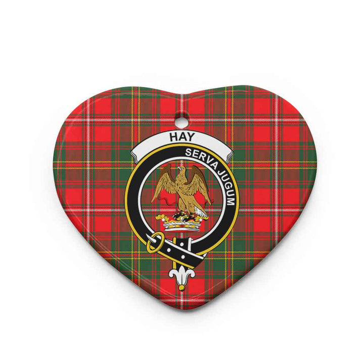 Scottish Hay Clan Crest Tartan Ceramic Ornament Heart Shape Tartan Plaid