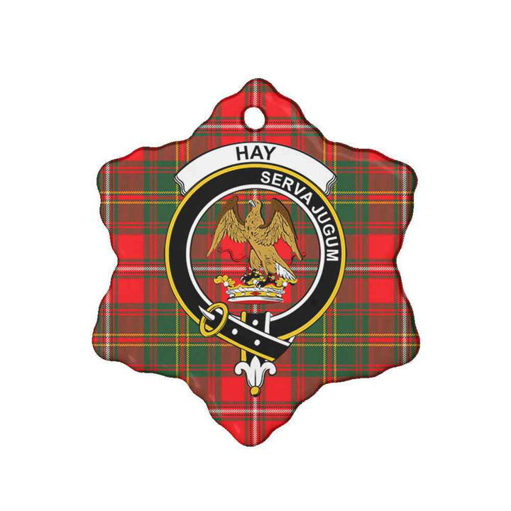 Scottish Hay Clan Crest Tartan Ceramic Ornament Snow Flake Shape Tartan Plaid