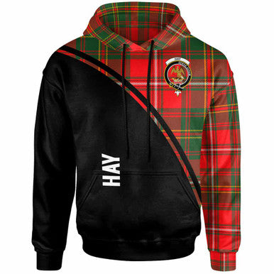 Scottish Hay Clan Crest Tartan Curve Hoodie Front Side Tartan Plaid