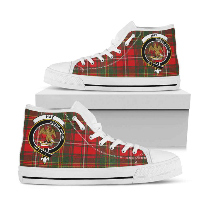 Scottish Hay Clan Crest Tartan High Top Shoes White Sole Tartan Plaid