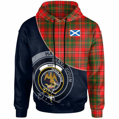 Scottish Hay Clan Crest Tartan Hoodie - Bend Style Front Side Tartan Plaid