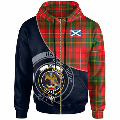 Scottish Hay Clan Crest Tartan Hoodie - Bend Style Zip-up Tartan Plaid