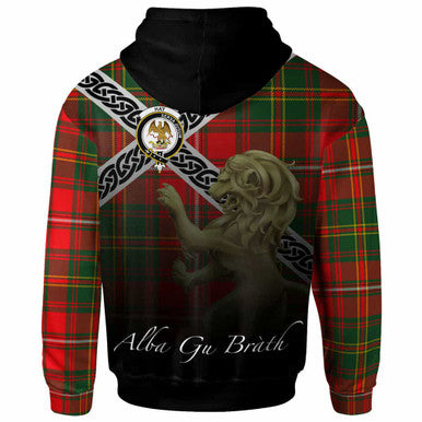 Scottish Hay Clan Crest Tartan Hoodie - Scotland Lion Back Side Tartan Plaid