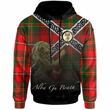 Scottish Hay Clan Crest Tartan Hoodie - Scotland Lion Front Side Tartan Plaid