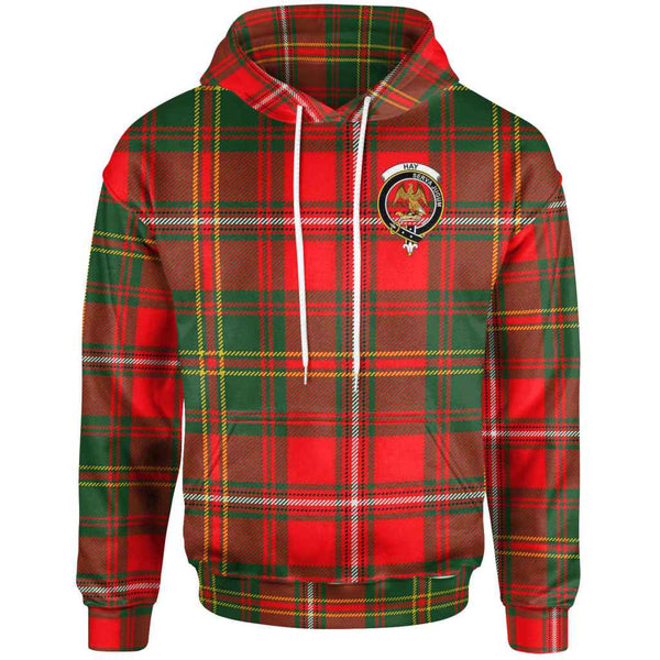 Scottish Hay Clan Crest Tartan Hoodie Front Side Tartan Plaid
