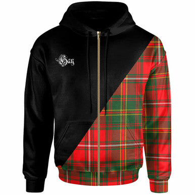 Scottish Hay Clan Crest Tartan Hoodie - Military Logo Zip-up Tartan Plaid