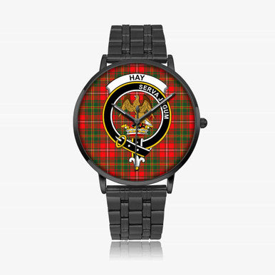 Scottish Hay Clan Crest Tartan Instafamous Steel Quartz Watches Tartan Plaid Black 1
