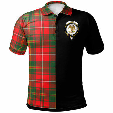 Scottish Hay Clan Crest Tartan Polo Shirt - Half in Me Front Side Tartan Plaid