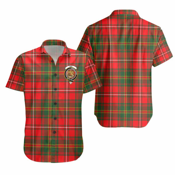 Scottish Hay Clan Crest Tartan Short Sleeve Shirt Tartan Plaid