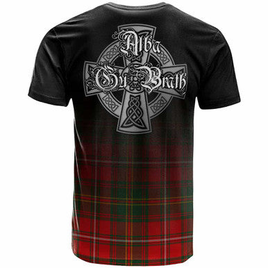 Scottish Hay Clan Crest Tartan T-Shirt - Alba Gu Brath Family Crest Celtic Inspired Back Side Tartan Plaid
