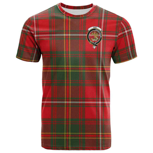 Scottish Hay Clan Crest Tartan T-Shirt Front Side Tartan Plaid
