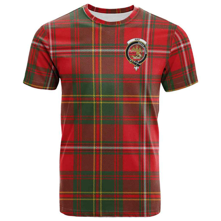 Scottish Hay Clan Crest Tartan T-Shirt Front Side Tartan Plaid