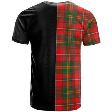 Scottish Hay Clan Crest Tartan T-Shirt Half in Me Back Side Tartan Plaid
