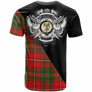 Scottish Hay Clan Crest Tartan T-Shirt - Military Logo Back Side Tartan Plaid