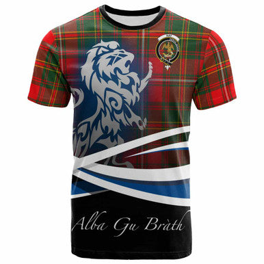 Scottish Hay Clan Crest Tartan T-Shirt - Scotland Lion Front Side Tartan Plaid