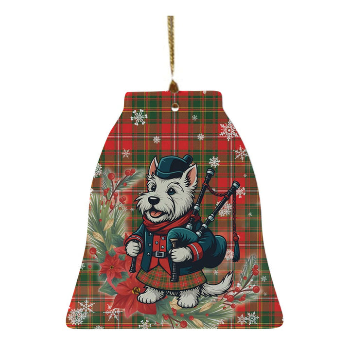 Scottish Hay Modern Clan Tartan Ceramic Ornament Cute Scottish Terrier Dog Bell Style Tartan Plaid
