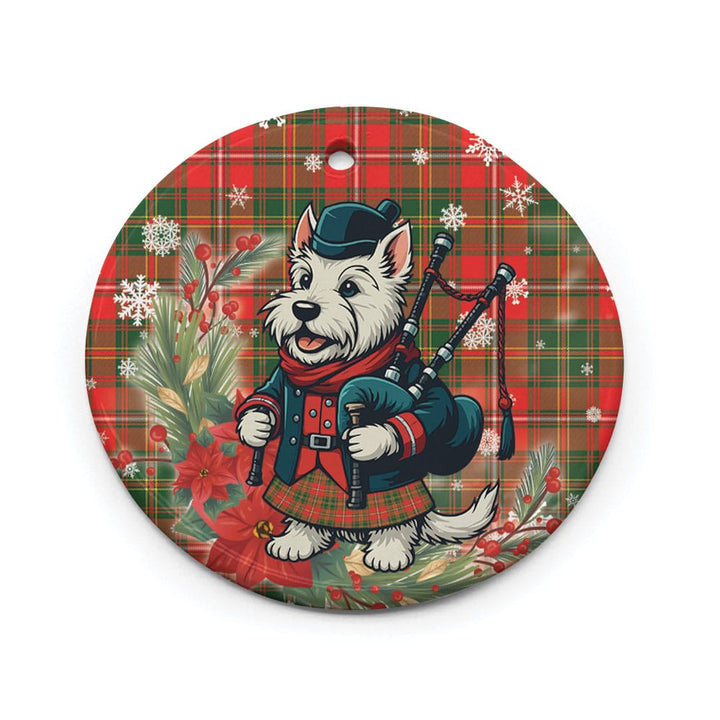 Scottish Hay Modern Clan Tartan Ceramic Ornament Cute Scottish Terrier Dog Circle Style Tartan Plaid
