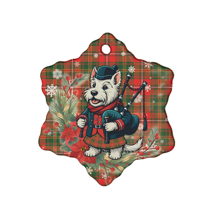 Scottish Hay Modern Clan Tartan Ceramic Ornament Cute Scottish Terrier Dog Snow Flake Style Tartan Plaid