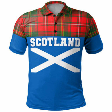 Scottish Hay Modern Clan Tartan Polo Shirt - Lion Rampant of Scotland With Flag Front Side Tartan Plaid