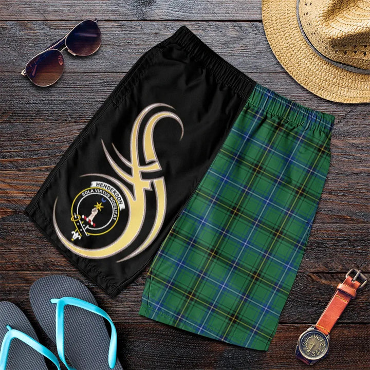 Scottish Henderson Ancient Clan Crest Tartan Believe in Me Men's Shorts