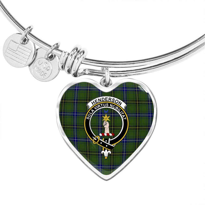 Scottish Henderson Clan Crest Tartan Bangle Heart Tartan Plaid 1