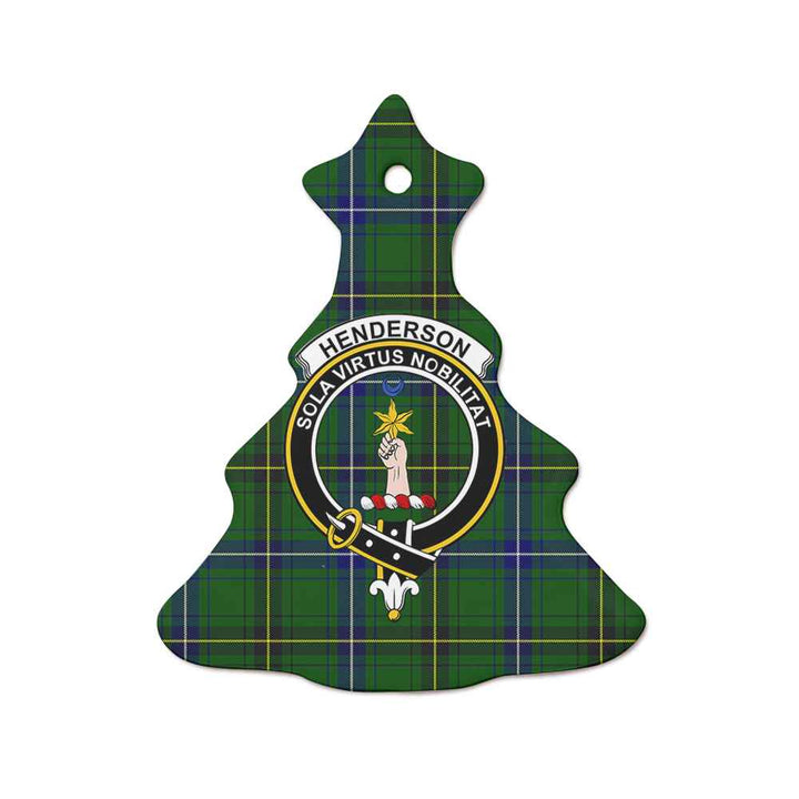 Scottish Henderson Clan Crest Tartan Ceramic Ornament Tree Shape Tartan Plaid