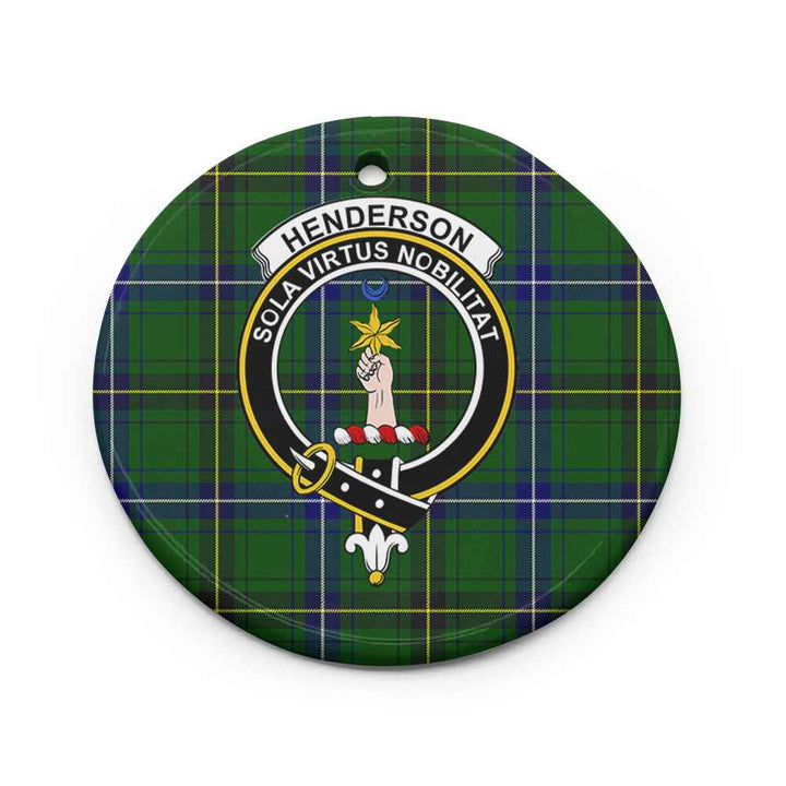 Scottish Henderson Clan Crest Tartan Ceramic Ornament Circle Shape Tartan Plaid