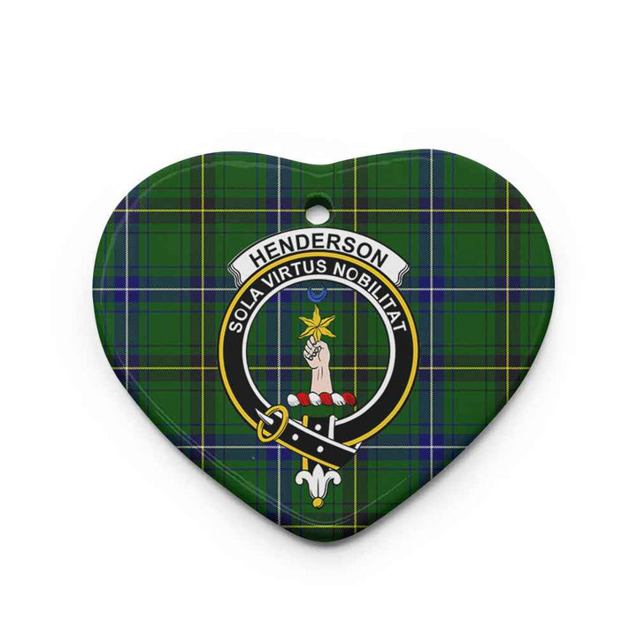 Scottish Henderson Clan Crest Tartan Ceramic Ornament Heart Shape Tartan Plaid