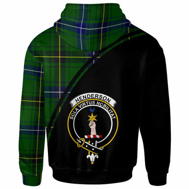 Scottish Henderson Clan Crest Tartan Curve Hoodie Back Side Tartan Plaid