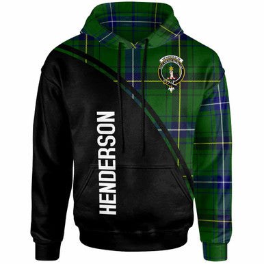 Scottish Henderson Clan Crest Tartan Curve Hoodie Front Side Tartan Plaid
