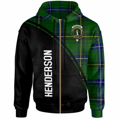 Scottish Henderson Clan Crest Tartan Curve Hoodie Zip-up Tartan Plaid