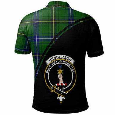 Scottish Henderson Clan Crest Tartan Curve Polo Shirt Back Side Tartan Plaid