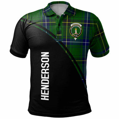 Scottish Henderson Clan Crest Tartan Curve Polo Shirt Front Side Tartan Plaid