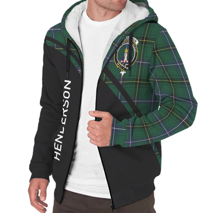 Scottish Henderson Clan Crest Tartan Curve Sherpa Hoodie